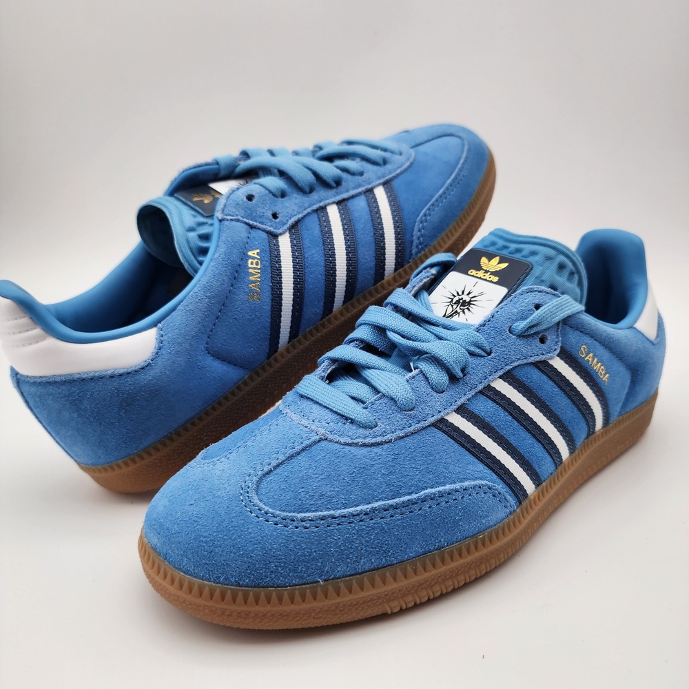 Adidas Samba OG Mens 7 Light Blue Suede Gum Sole IH6827 Sneakers NWB